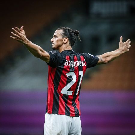 Zlatan Ibrahimovic  celebrating one of his goals for AC Milan.